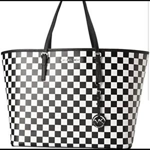 RARE CHECKERED MICHAEL KORS JET SET TOTE